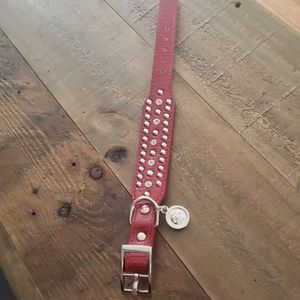 Bond & Co. Red Leather Stud Twinkle Dog Collar 12